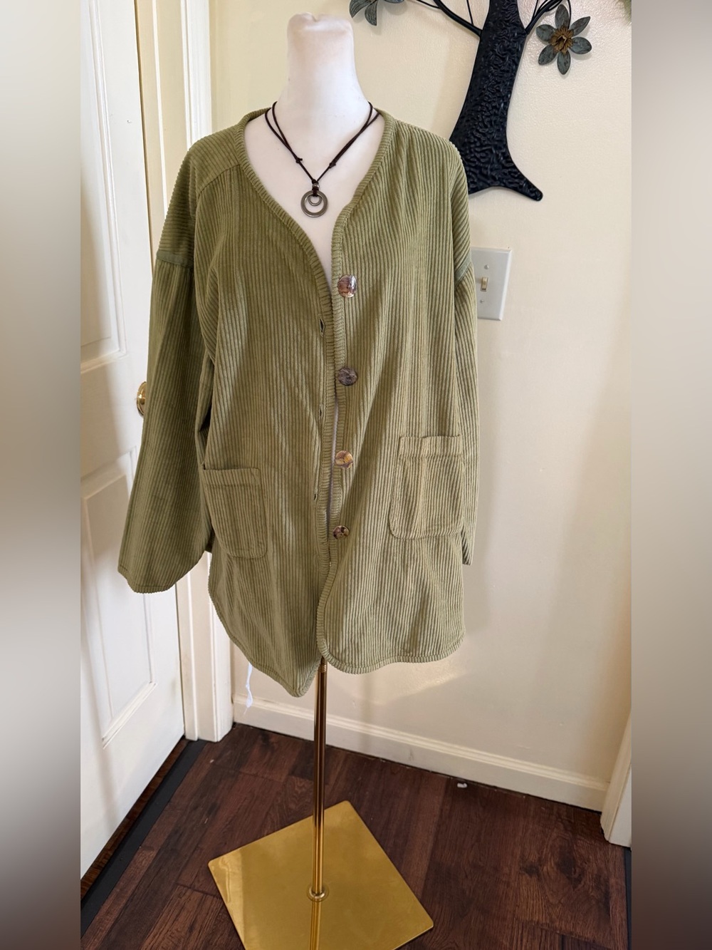Olive Green Bohemian Corduroy Jacket made with organic cotton my LA Relaxed